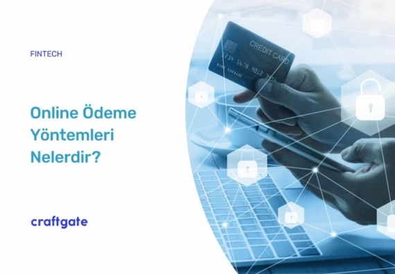 Craftgate logolu, "Online ödeme yöntemleri nelerdir?" yazısı bulunan ve elinde kart tutan bir el içeren görsel.