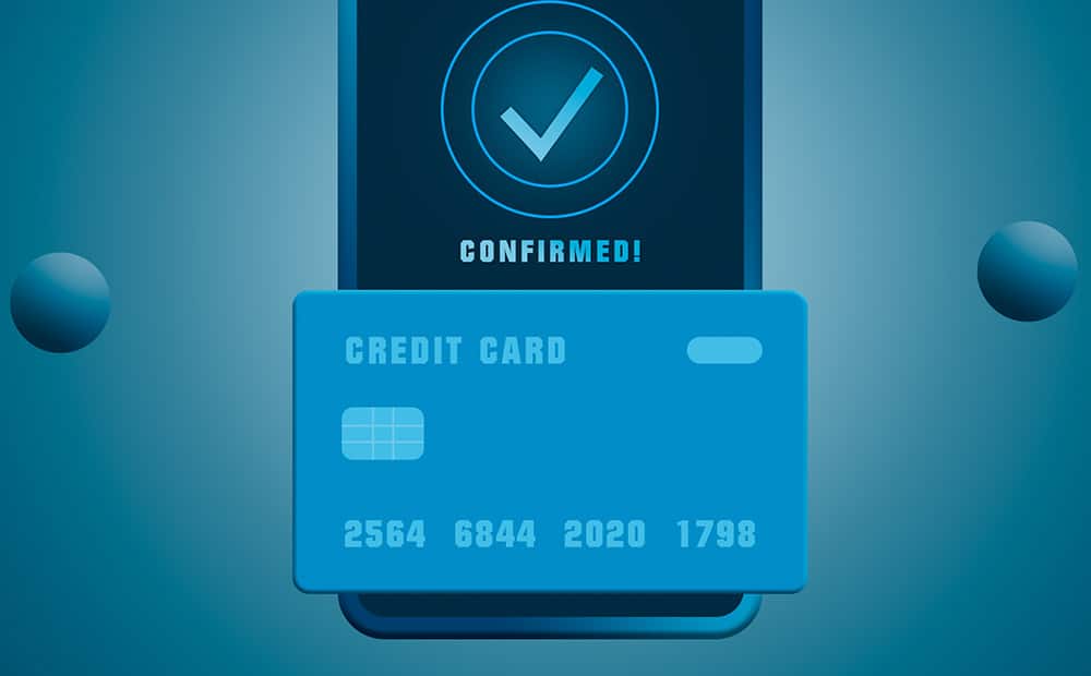 mavi renk ağırlıklı, kredi kartı ve telefon illüstrasyonun bulunduğu görsel